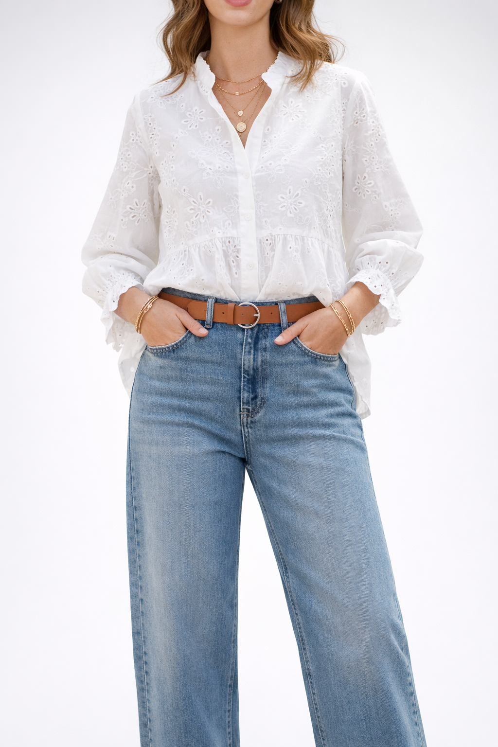 Blouse en broderie anglaise 100% coton NOELINE